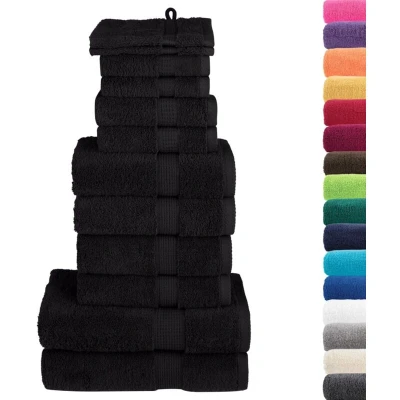 Image of vidaXL 12 Piece Premium Towel Set SOLUND Black 600 gsm