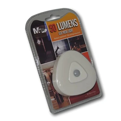 Image of EPOSGEAR Minder Stick On Adhesive LED Push Button Activated Indoor light Perfect for use in Kitchens, Cupboards, Wardrobes, Closets and other low areas (1 Triangle with Batteries)