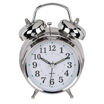 Image of Out of The Blue Glow in Dark Alarm Clock, Metal, Chrome, 8 x 6 9 cm