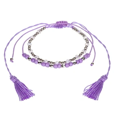 Image of Stands Out, Supplying Outstanding Gifts Aloha Girls Womens Purple Lilac Beaded Anklet Ankle Bracelet Adjustable Beach Bead Foot Jewellery