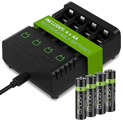 Image of Venom Rechargeable Battery Charging Dock plus 4 x AA 2100mAh Batteries
