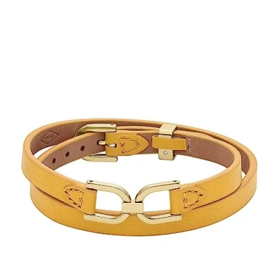 Image of Fossil 32024619 Women&#039;s Leather Bracelet Stainless Steel, Length: 406mm, No gemstone