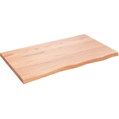 Image of vidaXL Bathroom Countertop Solid Oak Wood Vanity Top with Live Edge Light Brown, 60x50x2 cm