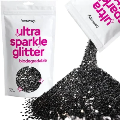 Image of Biodegradable Glitter Black Ultra Sparkle Eco Friendly Plant Based Bio Extra Chunky for Face Body Hair Craft Resin Festival Makeup Eyeshadow 100g / 3.5oz