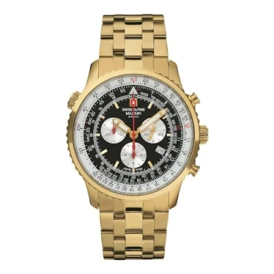 Image of Swiss Alpine Military Men&#039;s Watch, Analogue Quartz 7078.9 Stainless Steel, Gold/Gold/Sw si 9117SAM