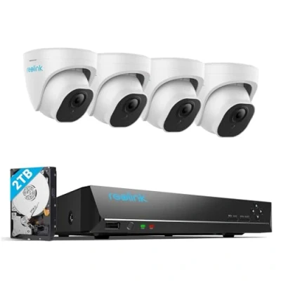 Image of Reolink 4K NVR 8CH PoE CCTV Security Camera System, with 2TB HDD and 4X 5MP Motion Detection Outdoor IP Cameras, 100ft Night Vision Remote Access, RLK8 520D4