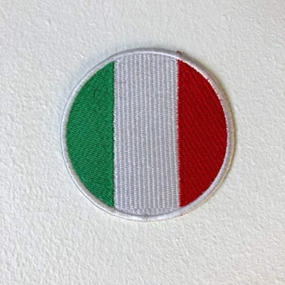 Image of Italian Flag Racing Sport Football Badge Round Iron Sew on Embroidered Patch