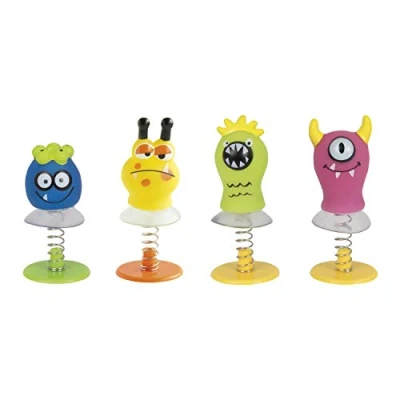 Image of Cute Monsters Spring Pop Up Toy Favors Vibrant Assorted Plastic Creatures Perfect for Parties, Gifts &amp; Collector&#039;s Edition 4ct