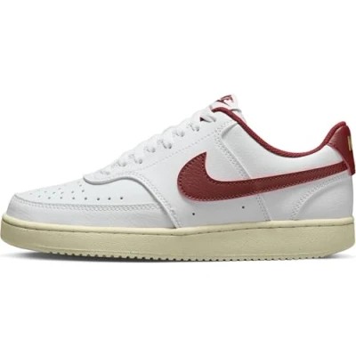 Image of Nike Women&#039;s W Court Vision Lo Nn Sneaker, White Team Red Muslin MTLC Gold Star, 6 UK
