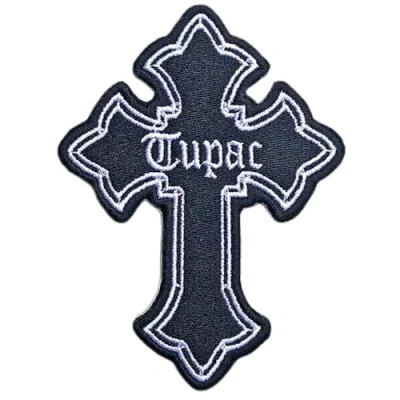 Image of 2pac Tupac Patch Cross Logo Official Black Embroidered woven iron on Taglia unica