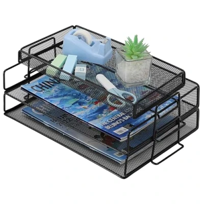 Image of 2 Tiers Letter Tray, Filing Tray for Office Desk, Paper Desk Organiser Folder, Tidy Organizer A4, File Document Holder Home School