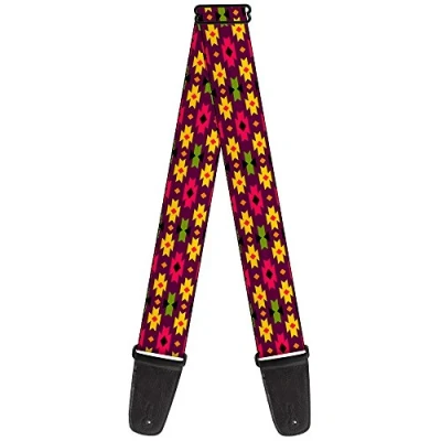 Image of Buckle Down Guitar Strap Mini Navajo Purple Yellow Pink Green 2 Inches Wide