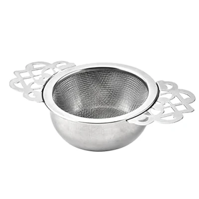 Image of Tea Strainer,Stainless Steel Sliver Strainers for Loose Infusers Strainers, Filter with Double Wing Extender Juice Coffee