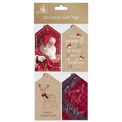 Image of Tallon XA0127 Luxury Christmas Xmas Gift Tags, Traditional Pack of 20