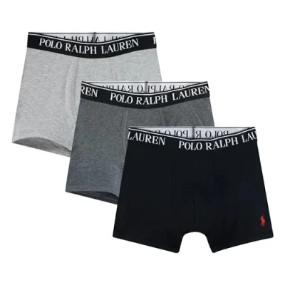 Image of POLO RALPH LAUREN Boys&#039; 3 Pack Boxer Briefs, Grey/Black, S