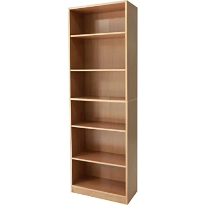Image of Absolute Deal Tall Narrow Bookcase Storage Unit With Adjustable Shelving Furniture For Living Room Home Office, Beech, 60 x 29 180 cm
