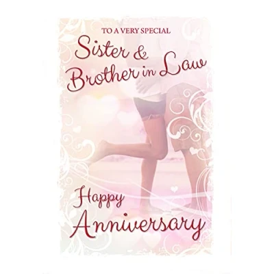 Image of Special Days Sister &amp; Brother In Law Couple Cuddling Beach Design Happy Anniversary Card