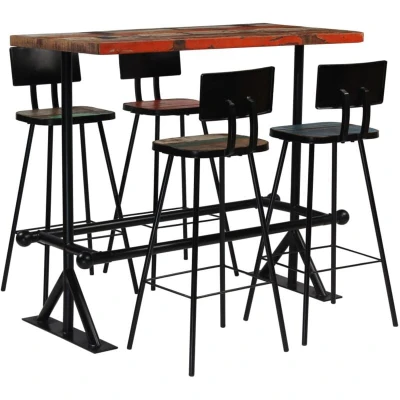 Image of vidaXL Bar Set 5 Piece Solid Reclaimed Wood Multicolour