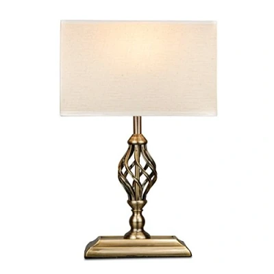 Image of Lighting Supermarket Kingswood Barley Twist Rectangular Base Traditional Table Lamp Antique Brass