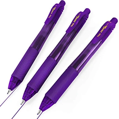 Image of Pentel Energel X BL107 Retractable Gel Rollerball Pens 0.7mm Violet Ink Pack of 3
