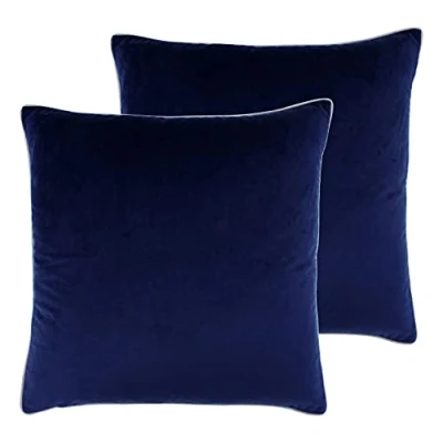 Image of Paoletti Meridian Twin Pack Polyester Filled Cushions, Navy/Silver, 55 x 55cm