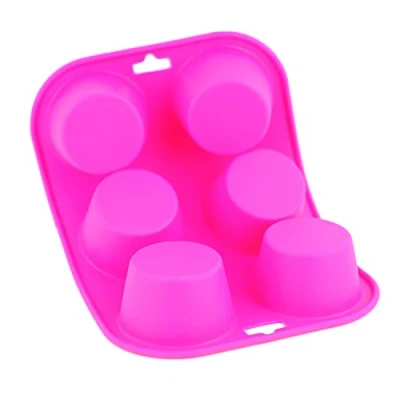 Image of Selecto Bake 6 Cup Silicone Bun/Muffin Mould Non Stick Tray Baking (Pink)