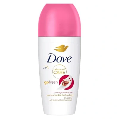 Image of Dove Advanced Care Go Fresh Pomegranate Scent Anti perspirant Deodorant pack of 6 with Triple Moisturising technology roll on for 48 hours protection 50 ml