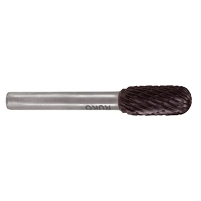 Image of RUKO Tungsten Carbide Rotary Burr with Cross Teething, C Oval (WRC) Shape, TiCN Finish, 16.0 mm Diameter, 65 Length, R116024TC