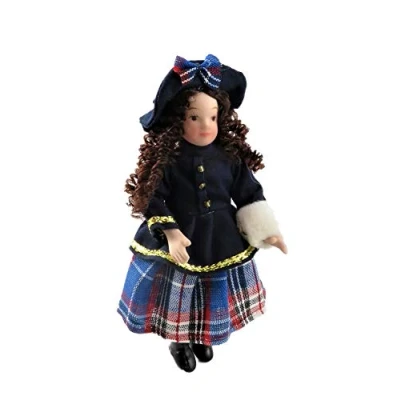 Image of Melody Jane Dolls House Victorian Little Girl in Winter Outfit1:12 Scale Porcelain People