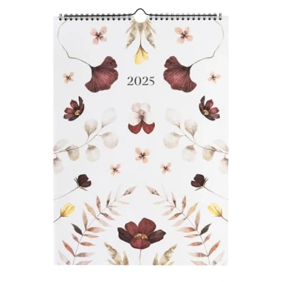 Image of Kokonote Wall Calendar 2025 Nuit Florale A3 2025, Planner Family Flower Floral