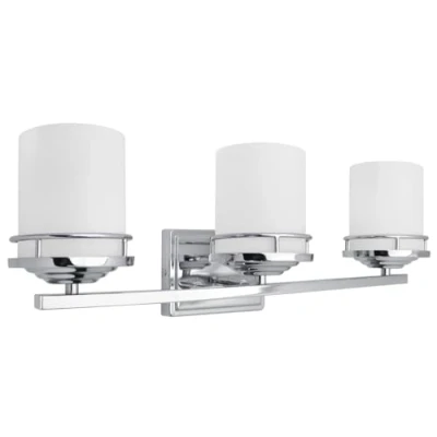 Image of 3 Lights Wall Light Sconce Frosted Glass Shades Bathroom Lamp Chrome IP44 H3093