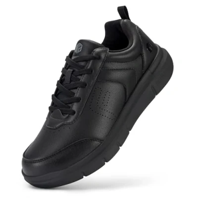 Image of FitVille Mens Wide Fit Smart Casual Shoes Lace Up Oxfords Non Slip Business Dress Lightweight Walking Sneakers, Black, 10 UK