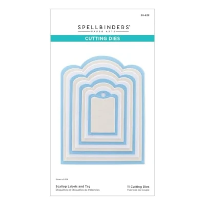 Image of Spellbinders S5 625 Scallop Labels and Tag Etched Dies from The Sealed 3D Botanicals Collection