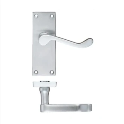 Image of Golden Grace 1 Pair of Victorian Scroll Satin Brushed Chrome Lever Latch Door Handles 120mm Long