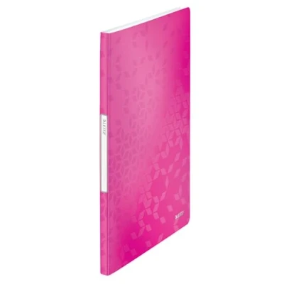 Image of Leitz A4 Display Book, 20 Pockets, 40 Sheet Capacity, Transparent Metallic Pink, WOW Range, 46310023