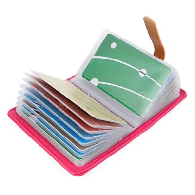 Image of AltomStar 10 Colors Credit Card Holder Wallets for Women Men Leather 26 Slots (Rose Red)