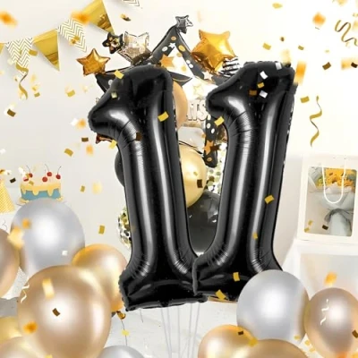 Image of Number Balloons 11,Black 11 for Birhtday Party Decoration,40 Inch Giant Helium Foil Women Men 11th Birthday Decor Anniversary Decorations Supplies