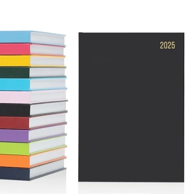 Image of 2025 A4 A5 Day to Page Diary Full Year Planner Desk Hardback Academic Organiser for Home Office School (A5 a Day, Black)