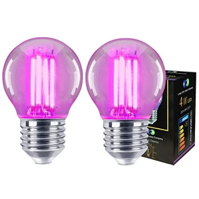 Image of 2 x 4w Purple LED Golf Ball Light Bulb E27 Edison Screw Clear Glass G45 Filament