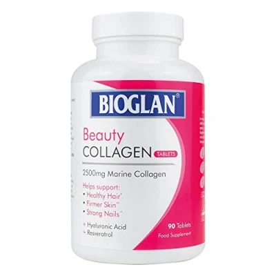 Image of Bioglan Collagen Tablets 2500mg Hydrolysed Marine Hyaluronic Acid Resveratrol Biotin Selenium &amp; Vitamin C 90