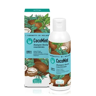 Image of Helan I Sorbetti CocoMint Gentle Shower Gel &amp; Shampoo for Women and Men with Vitamin C, Coconut Water Mint Scented Hair Body Wash Moisturizing Repairing Action Made in Italy, 150 ml