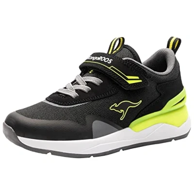 Image of KangaROOS Kd Gym EV Sneaker, Jet Black Neon Yellow, 1 UK