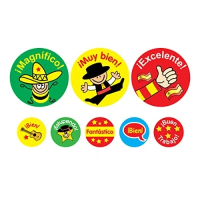Image of SuperStickers Spanish Praise Stickers Bumper Pack of 1240 in Mixed Sizes. Perfect for Teachers.