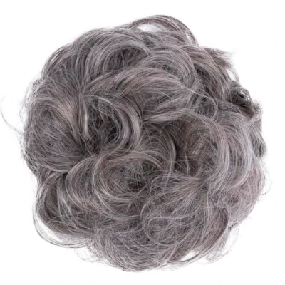 Image of CAISHA Messy Scrunchie Bun Voluminous Wavy Hairpiece Heat resistant Synthetic Fibres Gray Blond Mix G21A