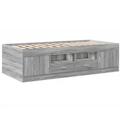 Image of vidaXL Daybed with Drawers without Mattress Grey Sonoma 75x190 cm Small Single