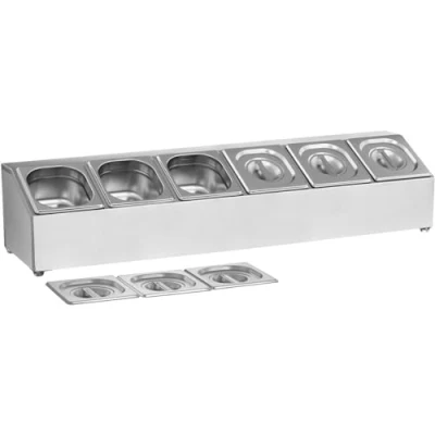 Image of Adexa CHD06A Commercial Condiment Holder including 6 x GN1/6 Pans and Lids