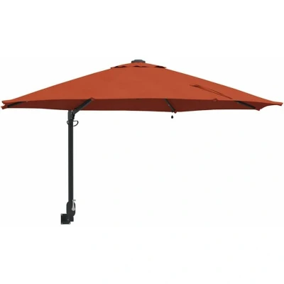 Image of vidaXL Wall mounted Garden Parasol with LEDs Terracotta 248 cm