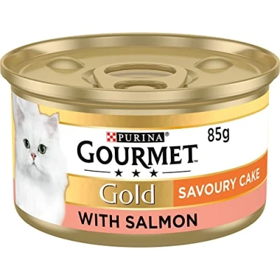 Image of Gourmet Gold Tinned Cat Food Savoury Cake Salmon 85g, Pack of 12