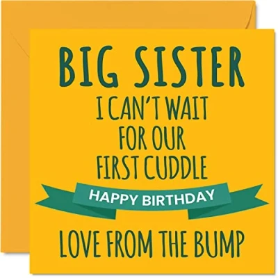Image of Fun Birthday Cards for Sister First Cuddle Happy Card from Bump Gifts, 145mm x Sibling Greeting Gift