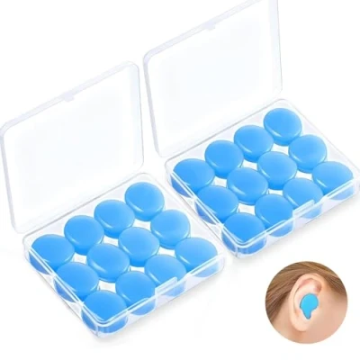 Image of 12 Pairs Silicone Ear Plugs for Sleeping Set, 32dB Noise Cancelling Plugs, Waterproof Earplugs Shooting, Airplanes, Concerts, Mowing, Studying, Swimming(Blue)